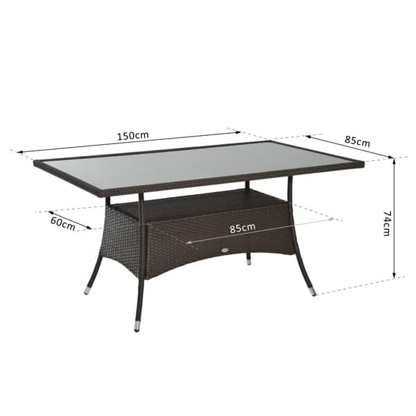 Matsalsbord, 150x85x74 cm, Brun Svart