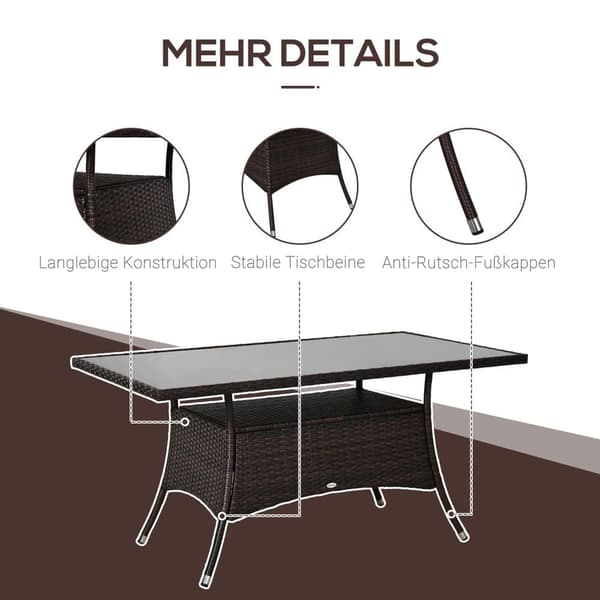 Matsalsbord, 150x85x74 cm, Brun Svart