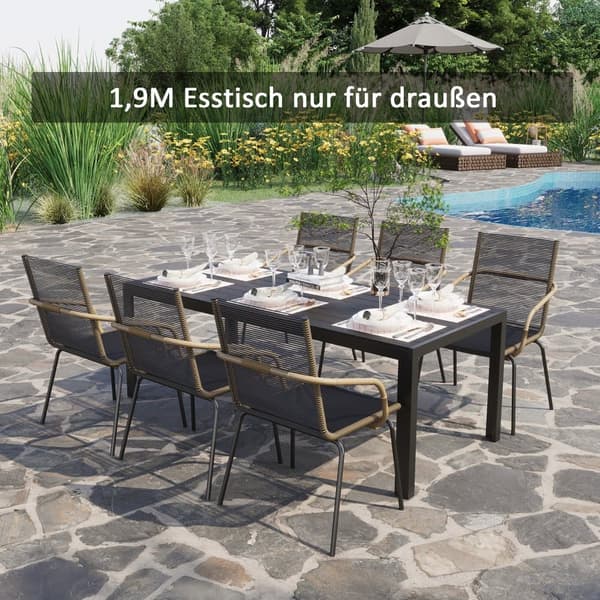 Havebord, 120x70 cm, Sort