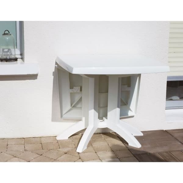VEGA Hopfällbart trädgårdsbord i harts - GROSFILLEX - 118 x 77 cm Vitt