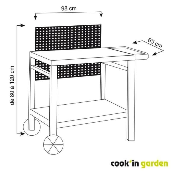 Tarjoiluvaunu - COOK'IN GARDEN - Reva 80 - 100% metallia