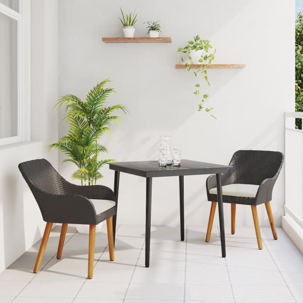 3 Delars Trädgårdsmatsal Svart Poly Rattan