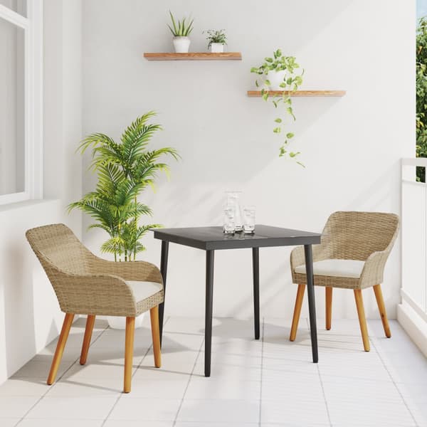 3-delat trädgårdsmöbelset Beige Poly Rattan