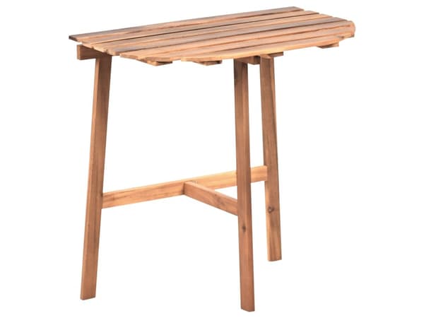 Hagebord Brun Akasietre 70 x 44 cm Sammenleggbart Halvrund form Rustikk stil Balkongmøbler Hage