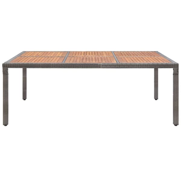Trädgårdsbord grå 200x150x74 cm konstrotting och akaciaträ