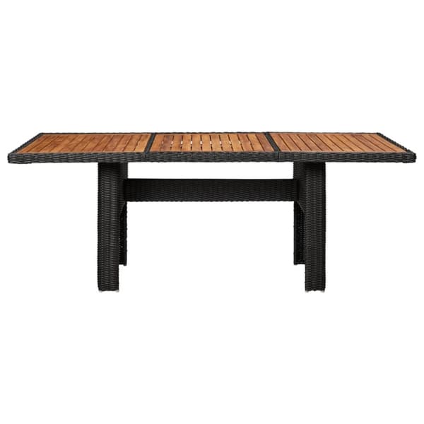Trädgårdsbord svart 200x100x74 cm konstrotting