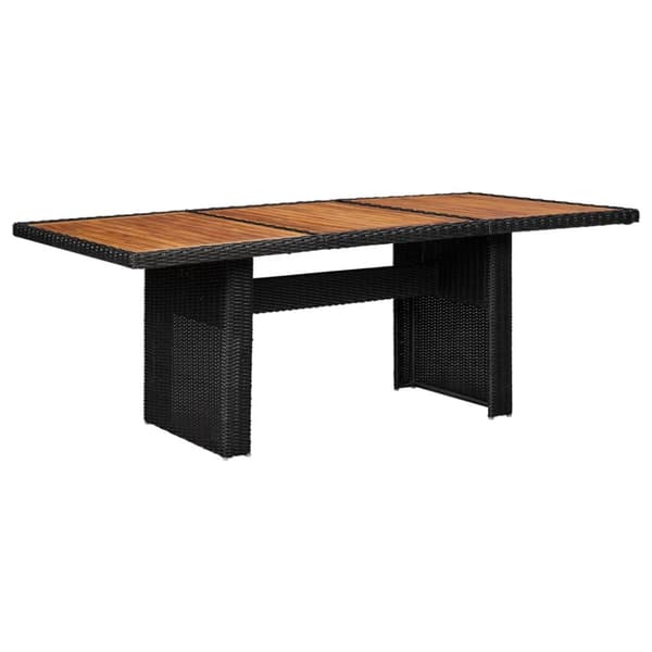 Trädgårdsbord svart 200x100x74 cm konstrotting