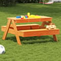 Miniatyrbild 1 av 2: Picknickbord för barn vaxad brun 88x97x52 cm massiv furu