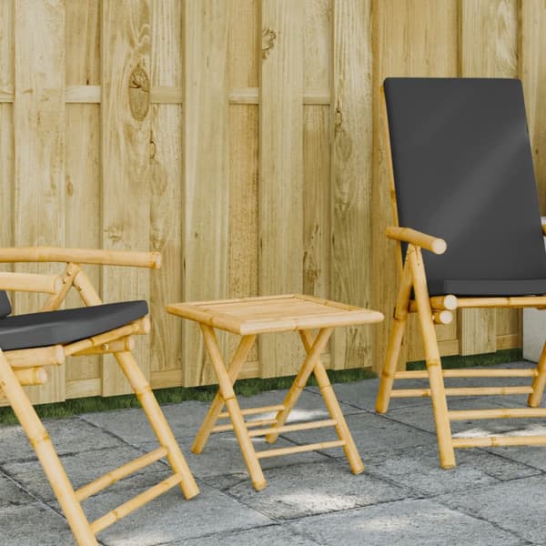 Hopfällbart trädgårdsbord 45x45x45 cm bambu