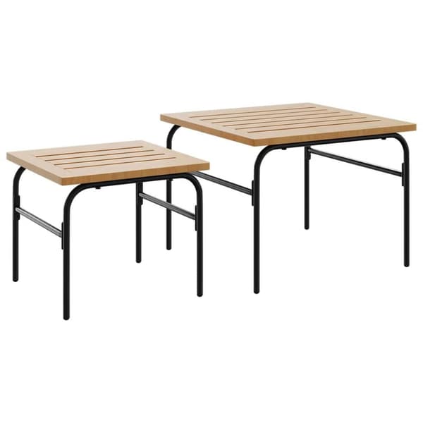 Trädgårdsbord 2 st brunt och svart stål