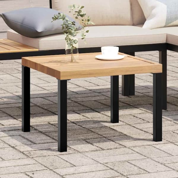 Soffbord för trädgård svart 55x55x39,5 cm pulverlackerat stål