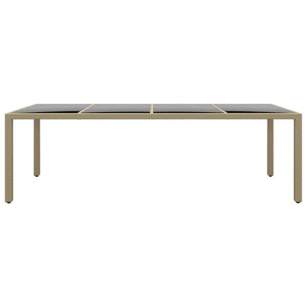 Trädgårdsbord med glasskiva beige konstrotting