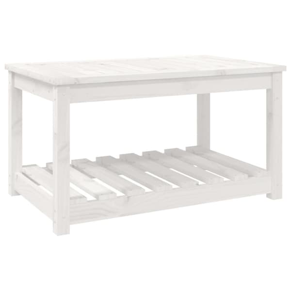 Trädgårdsbord vit 82,5x50,5x45 cm massiv furu