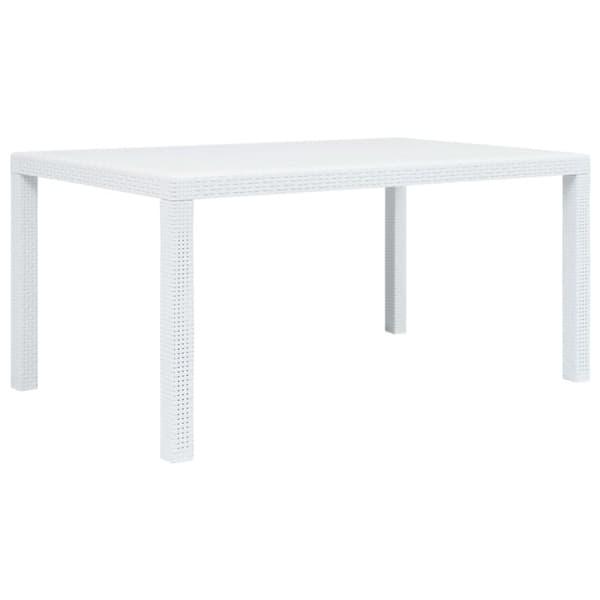 Trädgårdsbord vit 150x90x72 cm konstrotting