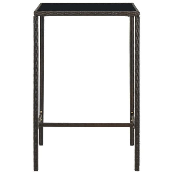 Barbord för trädgård brun 70x70x110 cm konstrotting och glas