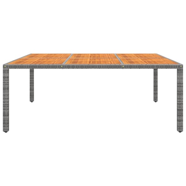 Trädgårdsbord 200x150x75 cm akaciaträ och konstrotting grå