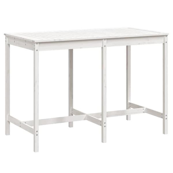 Trädgårdsbord vit 159,5x82,5x110 cm massiv furu
