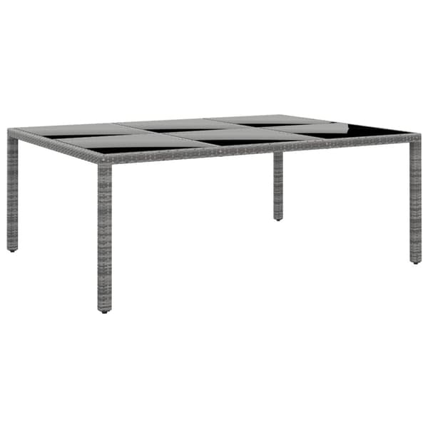 Trädgårdsbord 200x150x75 cm härdat glas och konstrotting grå
