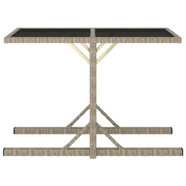 Trädgårdsbord beige 110x53x72 cm glas och konstrotting