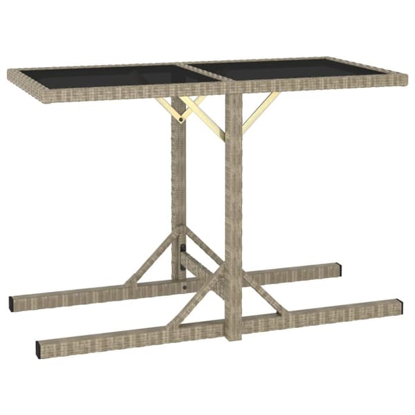 Trädgårdsbord beige 110x53x72 cm glas och konstrotting