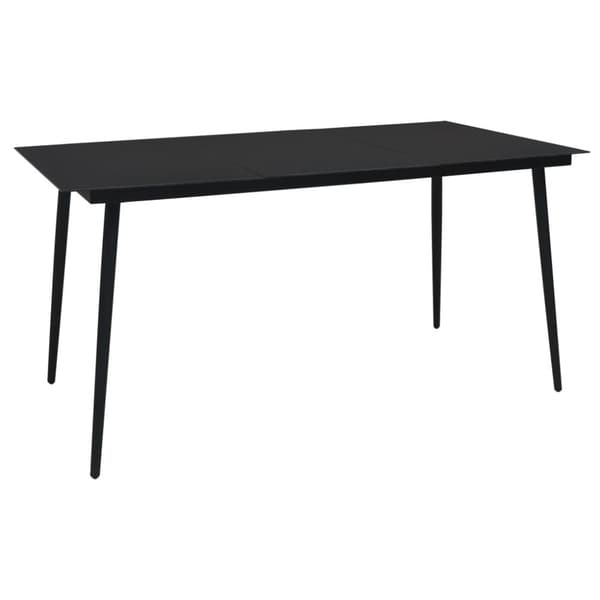 Trädgårdsbord svart 190x90x74 cm stål och glas