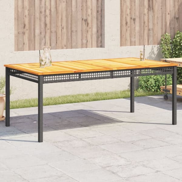 Trädgårdsbord svart 180x90x75 cm konstrotting akaciaträ