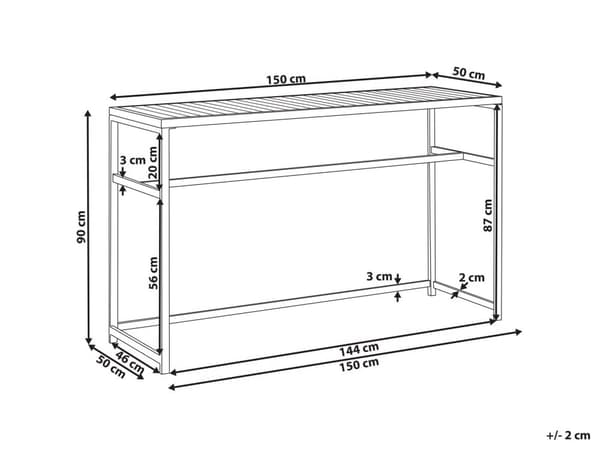 Utendørs spisebord Hvit og Brun Metall Syntetisk tre 150 x 50 cm 2 personer Rektangulær form Moderne stil Hagebord Barbord Hagemøbler