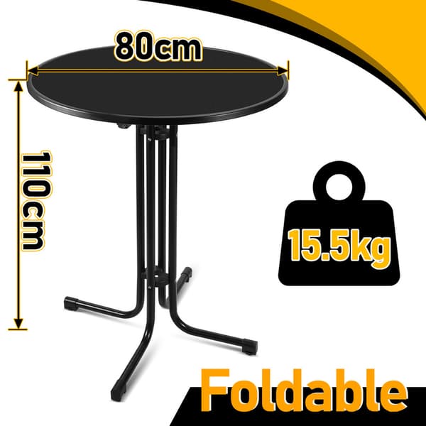 2x 80cm högt barbord 110cm högt för inom- eller utomhusbruk Svart
