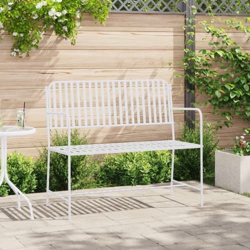 Bänk Vit Metall 103.5 x 51.5 x 90 cm Hållbar Utomhusbänk