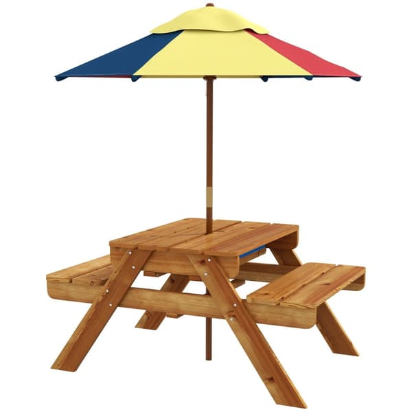 Rootz Kindergarten Picnic Table Set - Outdoor Furniture - Play Area - Weatherwast Wood - 89cm x 80,5 cm x 142,5 cm