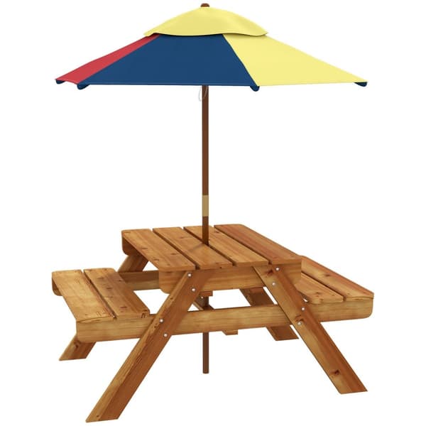 Rootz Kindergarten Picnic Table Set - Outdoor Furniture - Play Area - Weatherwast Wood - 89cm x 80,5 cm x 142,5 cm