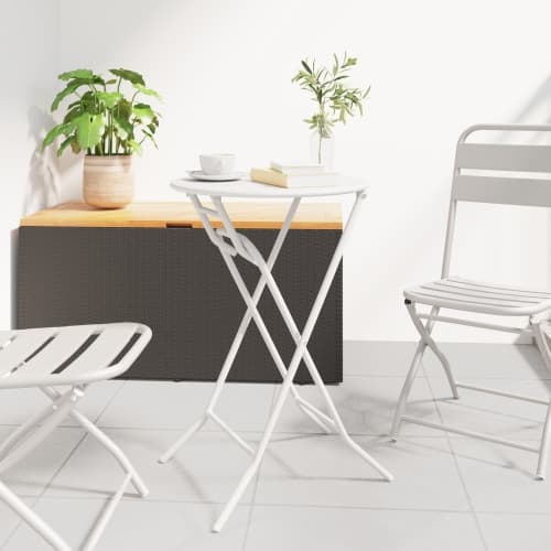 fällbart trädgårdsbord Vitt Ø50x72 cm Stål