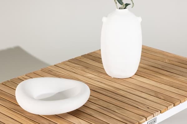 FURNLUX ULKOKAHVIPÖYTÄ BRASILIA TEAK & VALKOINEN 60CM