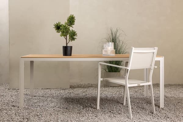 FURNLUX ULKORUOKAPÖYTÄ BREAK TEAK & BEIGE 90CM