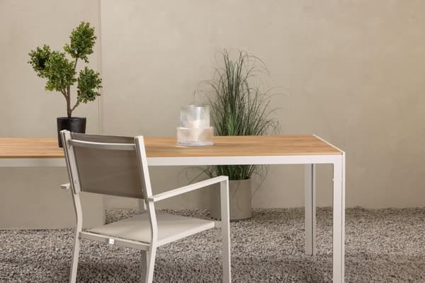 FURNLUX ULKORUOKAPÖYTÄ BREAK TEAK & BEIGE 90CM