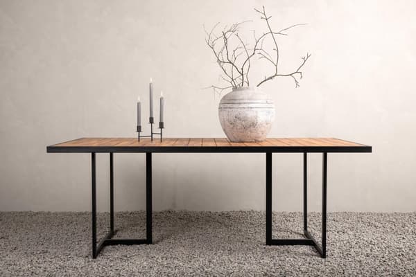FURNLUX ULKORUOKAPÖYTÄ KHUNG AKAASIA & MUSTA 100CM