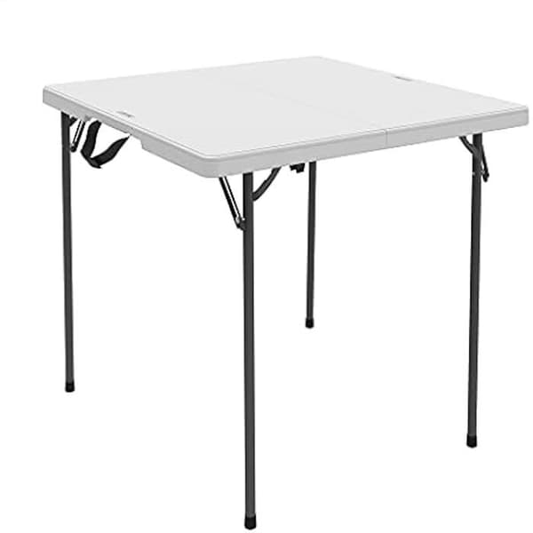 Product Life 80100 hopfällbart bord, vit polyeten med stålram, 37 tum. kvadrat – kvantitet 1