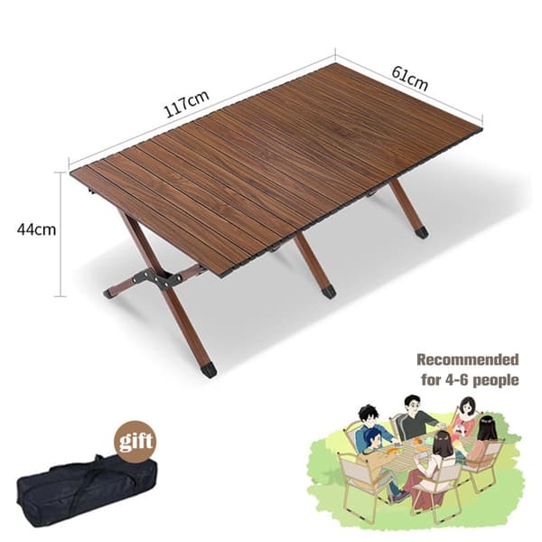 Bærbar Sammenklappelig Campingbord, Letvægtsdesign, 150KG Belastningsevne, Ideel til Udendørs Brug,C2-120CM