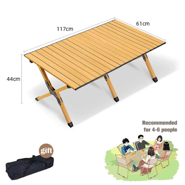 Bärbart Fällbart Campingbord, Lättviktsdesign, 150KG Lastkapacitet, Ideal för Utomhusbruk,B2-120CM