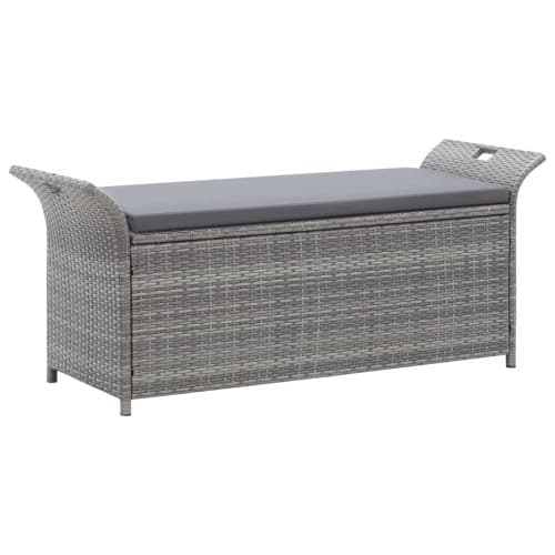 Förvaringsbänk med dyna grå 138 cm konstrotting