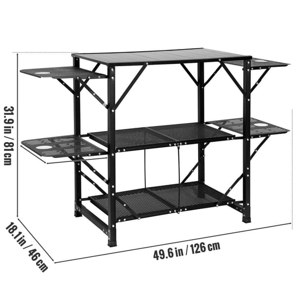 Camping Køkkenbord, Aluminiums Sammenklappeligt, Bærbar Udendørs Madlavning Station,21,4 pund