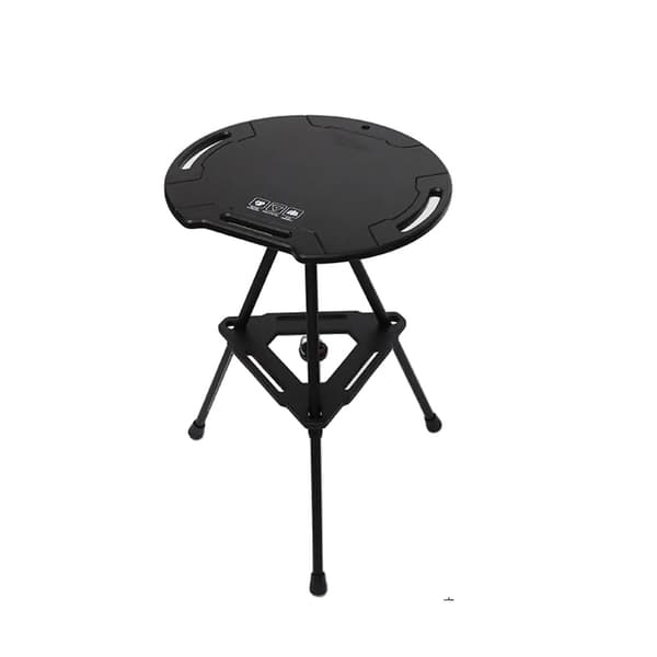 Rund Campingbord, Letvægtsdesign, Justerbar Højde,Sort