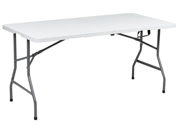 Hagespisebord Hvit Syntetisk Materiale 152 x 74 cm 4 Seter Rektangulært Sammenleggbart Minimalistisk Stil