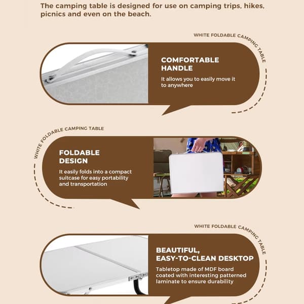 Fällbart lättvikts campingbord i aluminium