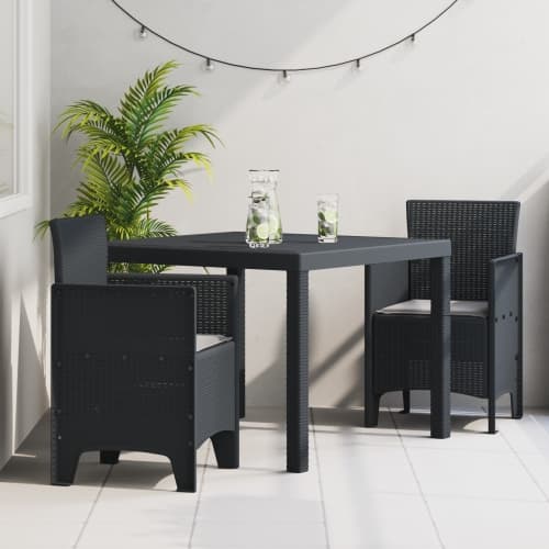 3 Delars Trädgårds Matsalsset med Kuddar Antracit Poly Rattan