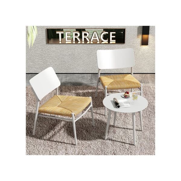 Bistro balkongmöbelset i aluminium 3 delar, PE-rör, belastningskapacitet 150 kg, beige