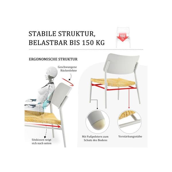 Bistro balkongmöbelset i aluminium 3 delar, PE-rör, belastningskapacitet 150 kg, beige