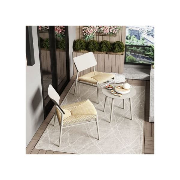 Bistro balkongmöbelset i aluminium 3 delar, PE-rör, belastningskapacitet 150 kg, beige