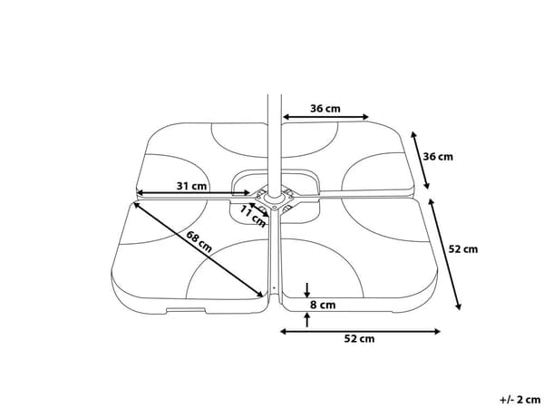 Parasollfot Svart Syntetmaterial 104 x 104 cm Fyrkantig