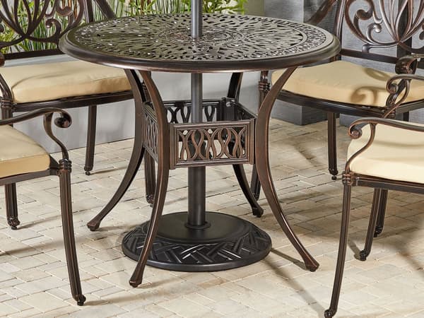 Parasolfod Sort Beton ø 50 x 23 kg Rund Udendørs Parasol base Fransk Design Hul til Hængeparasol Terrasse Altan Indretning Vejrbestandig